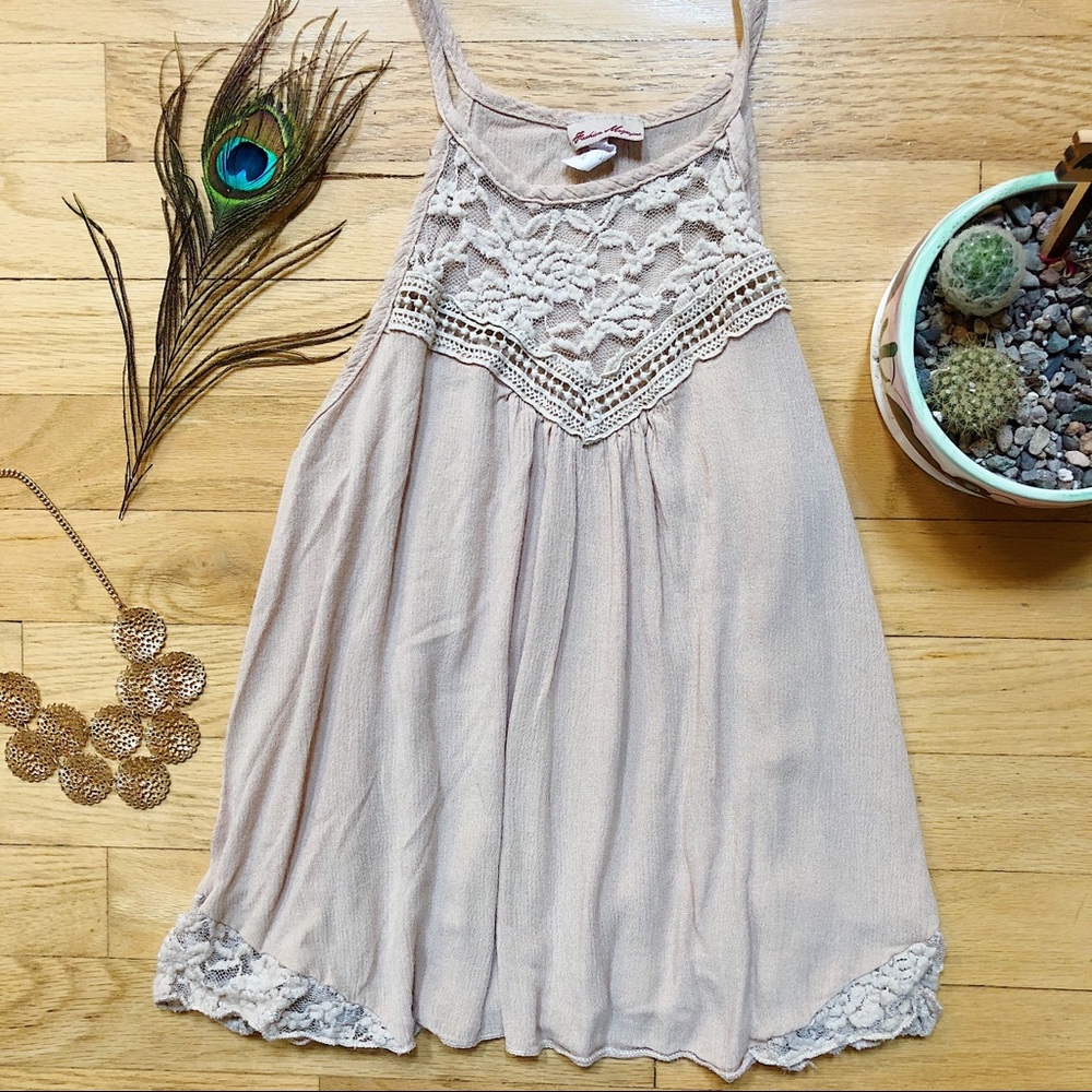 Beige Tank with Lacey Accents